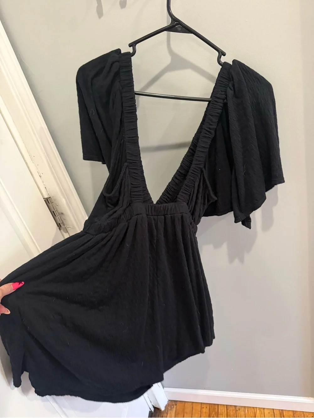 Free People Black Deep V Romper